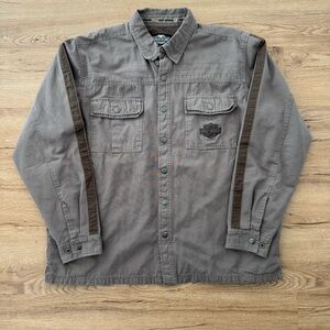Vintage Harley Davidson Brown Long Sleeve Button Up Shirt Jacket